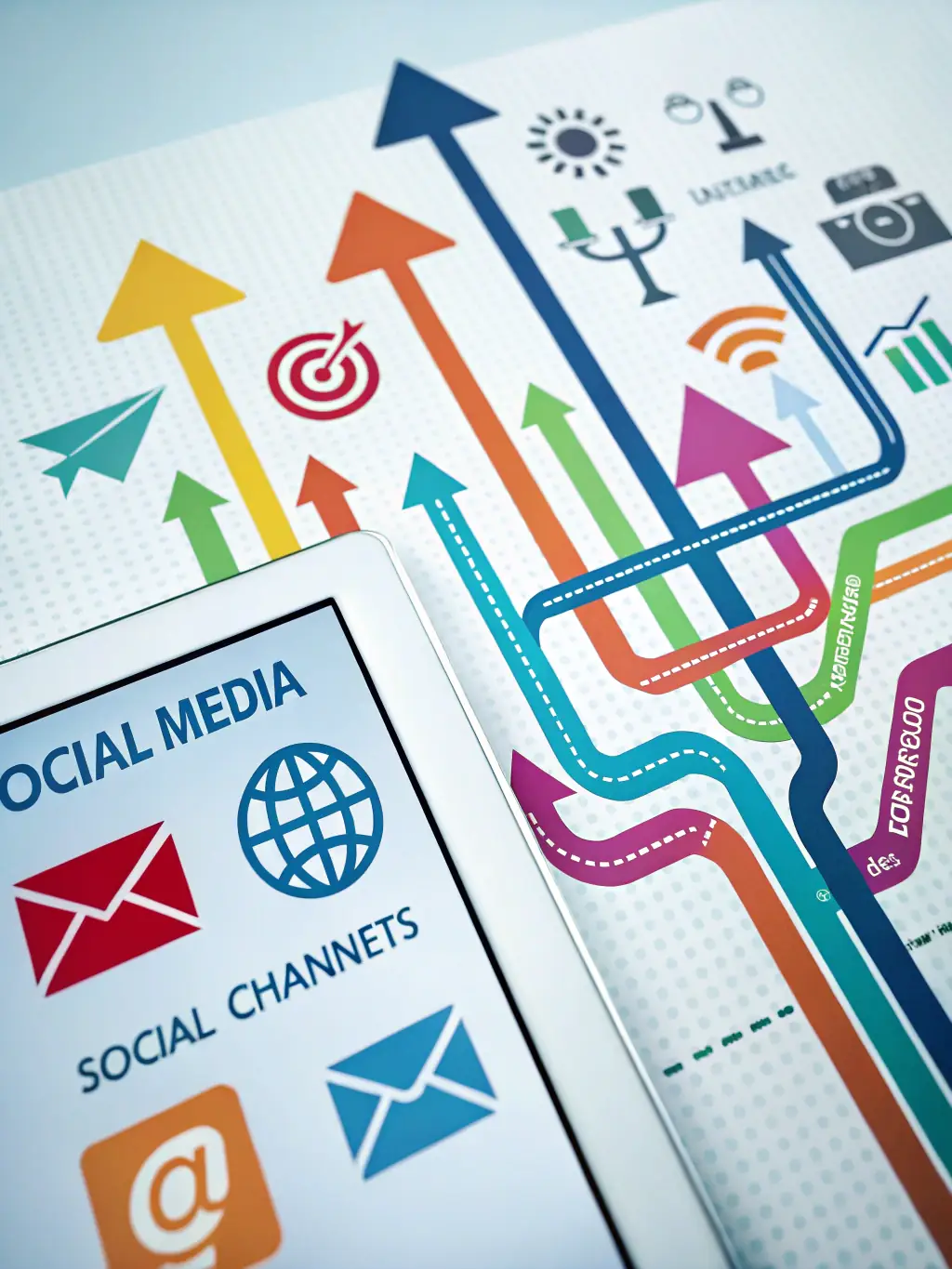 A visually appealing graphic depicting various digital marketing channels such as social media, SEO, and email marketing, illustrating Boha's comprehensive digital marketing approach.