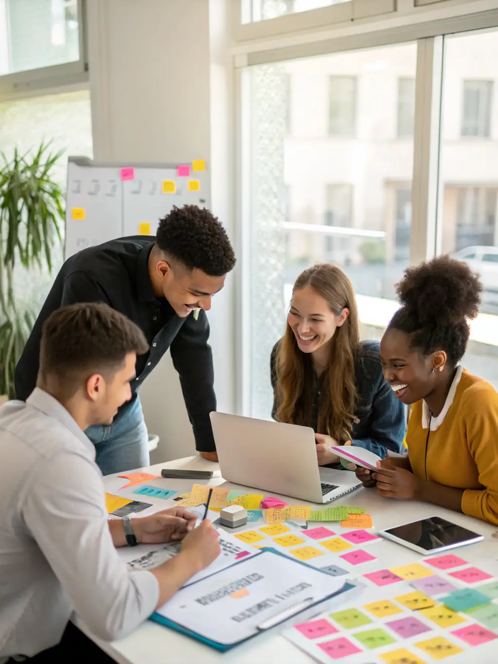 A diverse team collaborating on a marketing project, showcasing Boha's collaborative and innovative approach.